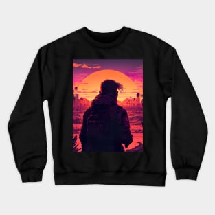 Synthwave Sun Shining On A Post-Apocalyptic City Crewneck Sweatshirt